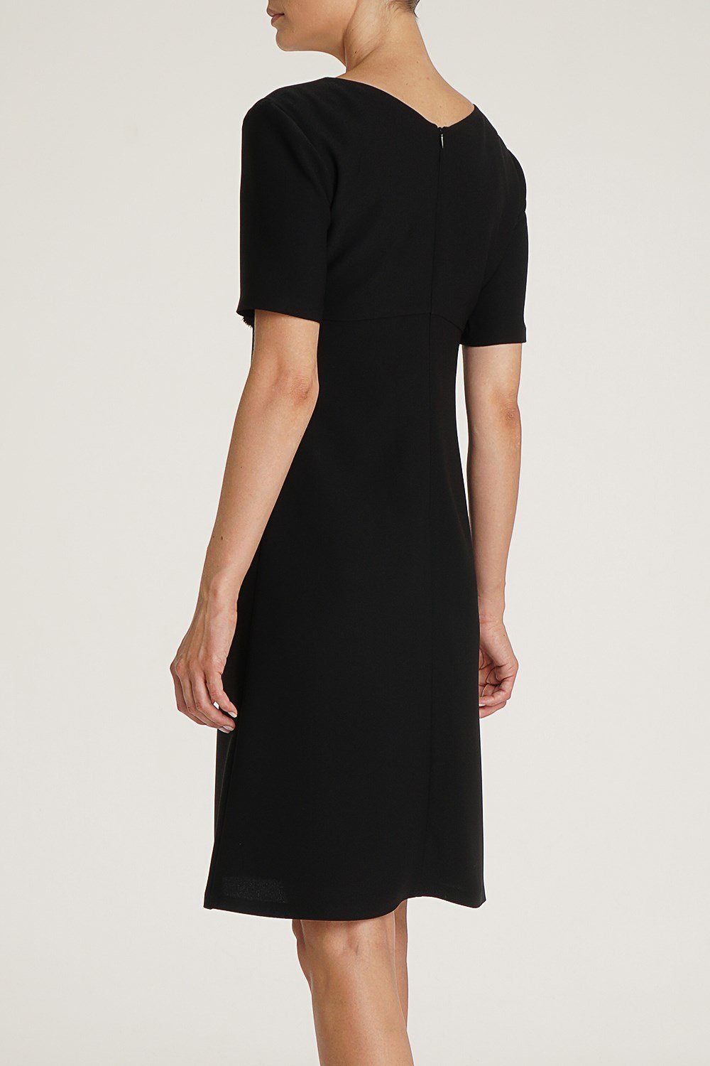 Fringe Tape Crepe Dress in Black Colour