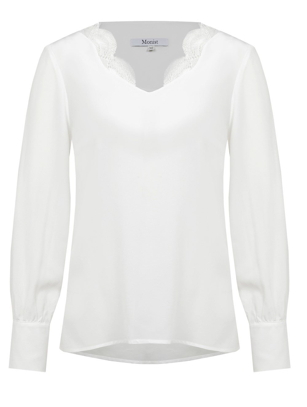 Lace Collar Silk Blouse in White Colour