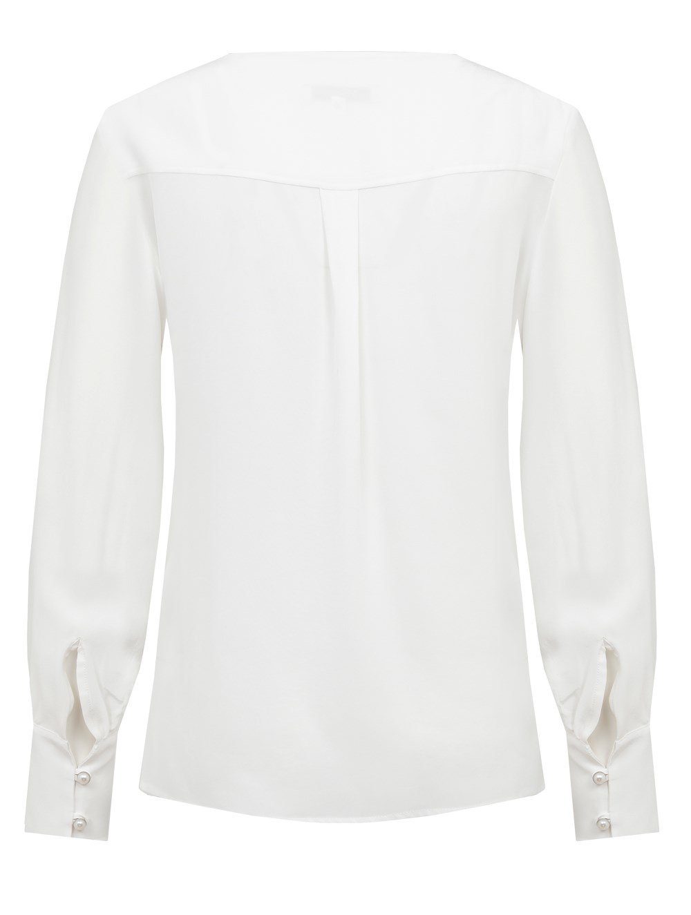 Lace Collar Silk Blouse in White Colour