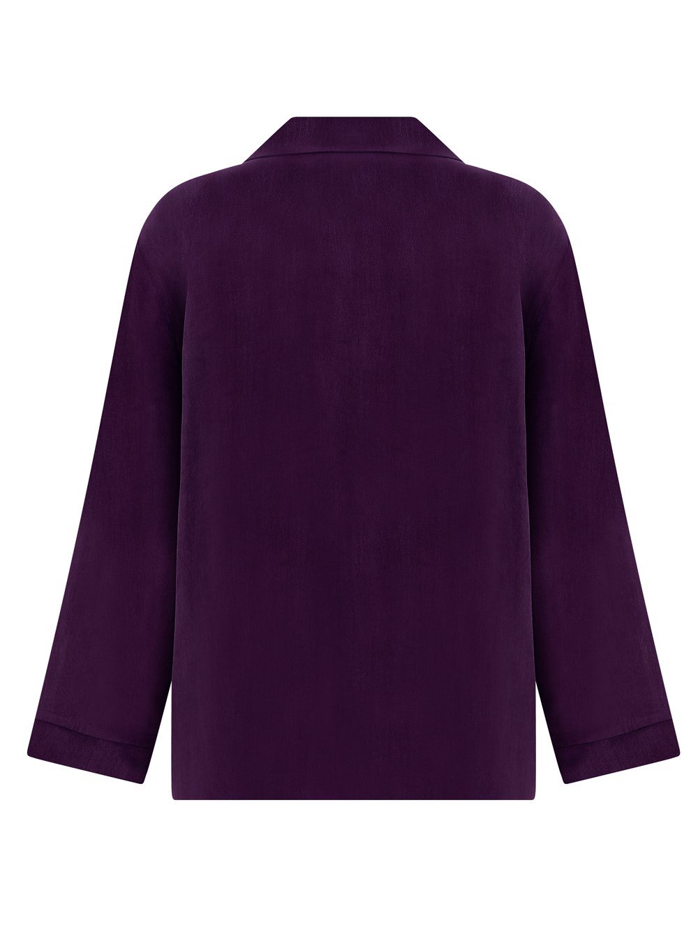 Long Sleeve Vegan Cupro Pyjama Top in Plum Colour