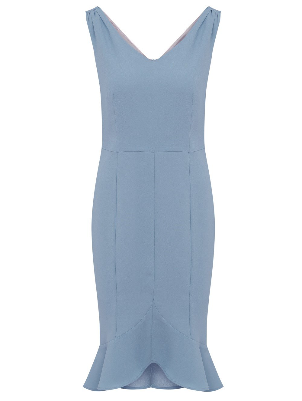 Ruffled Crepe Dress in Blue Colour