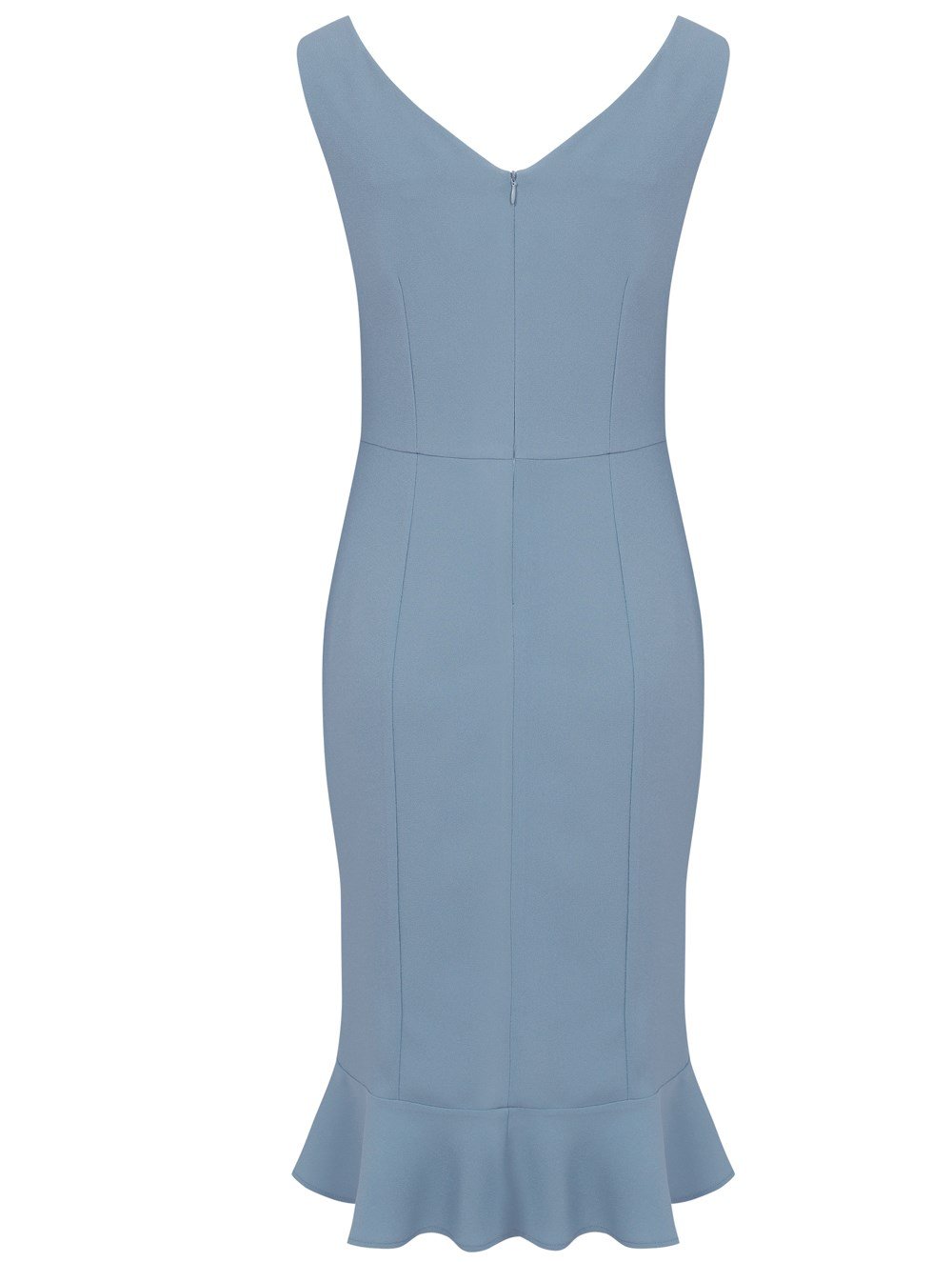 Ruffled Crepe Dress in Blue Colour
