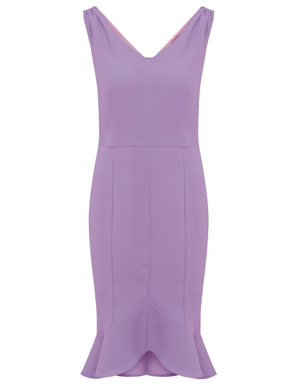 Ruffled Crepe Dress in Lilac Colour