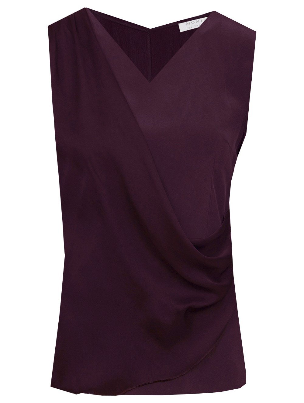 Silk Blouse with Chiffon Front in Plum Colour RK 63