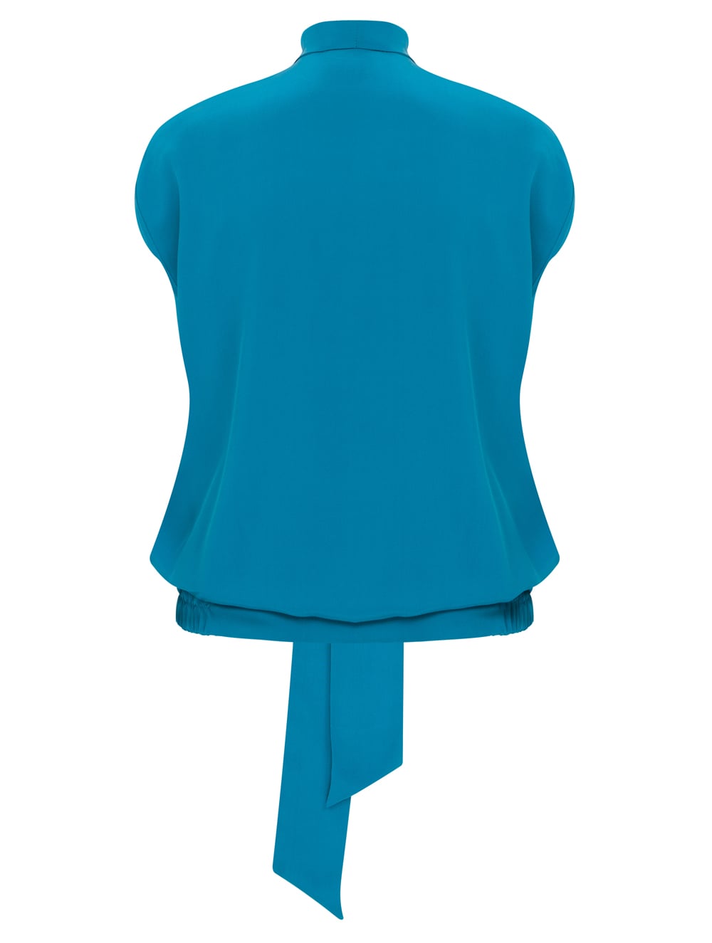 Silk Blouse with Long Tie in Blue Colour RK 89