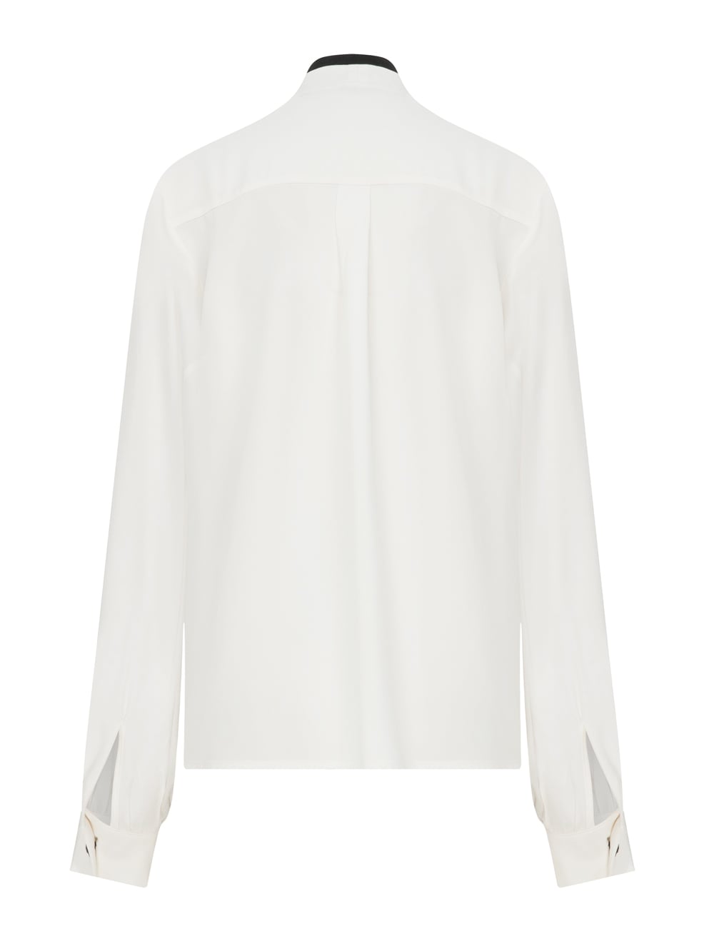 Sliced Collar Vegan Viscose Blouse in White Colour