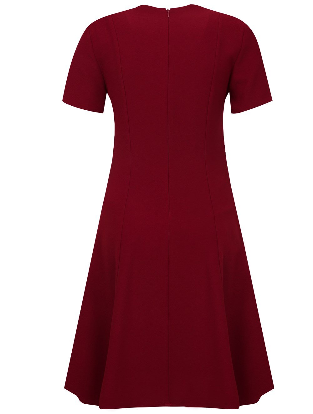 V- Neck a Line Crepe Dress in Burgundy Colour