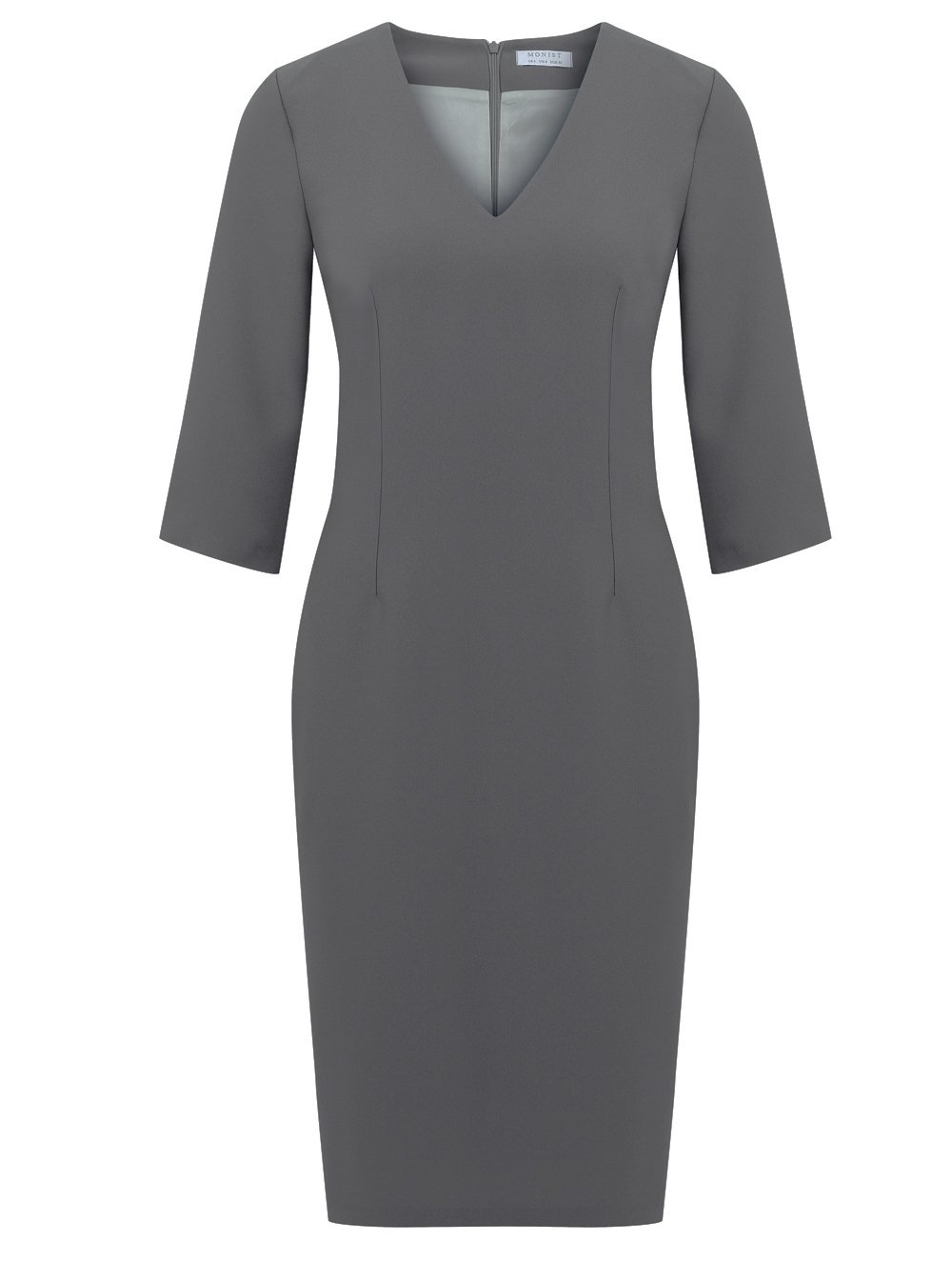 V-Neck Crepe Dress in Grey Colour