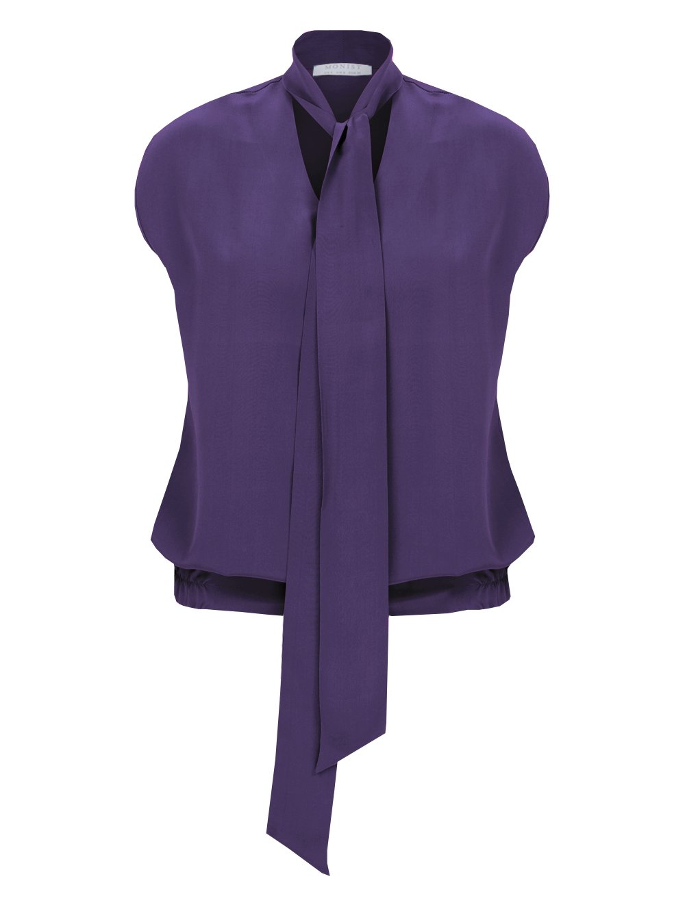 Vegan Cupro Blouse with Long Tie in Purple Colour