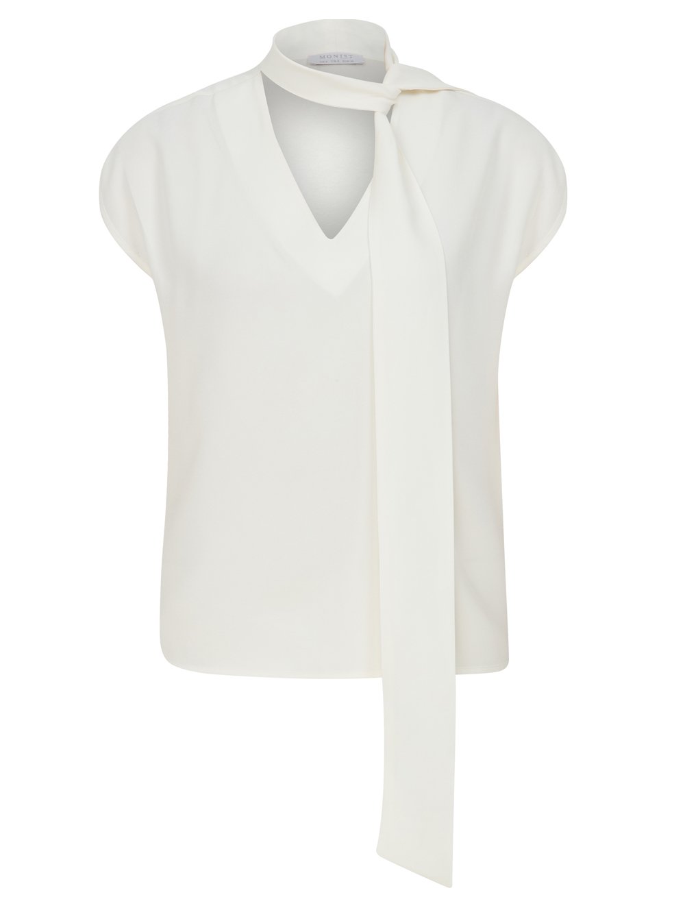 Vegan Viscose Blouse with Long Tie in White Colour