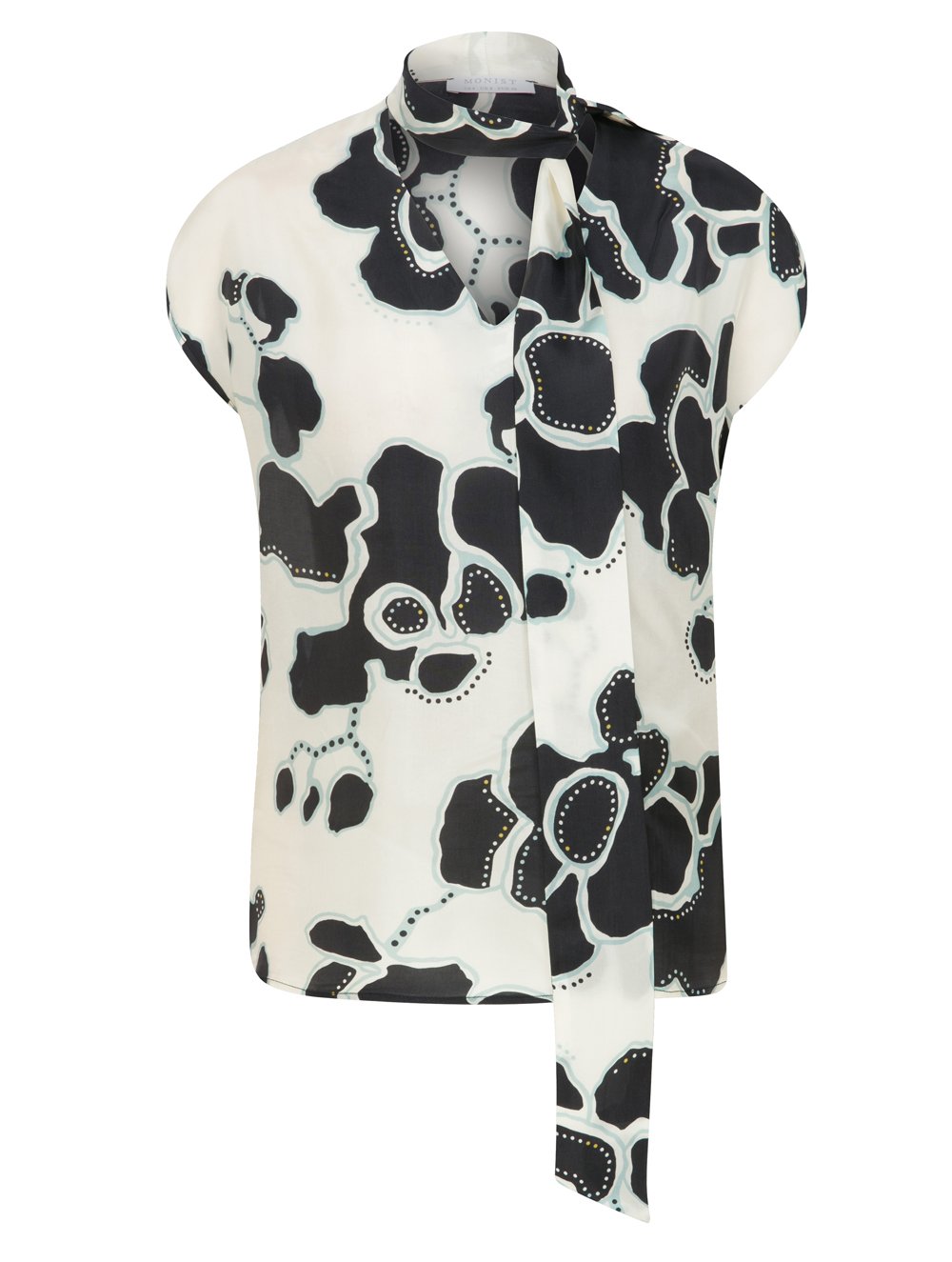 Vegan Viscose Blouse with Long Tie in White Printed Colour