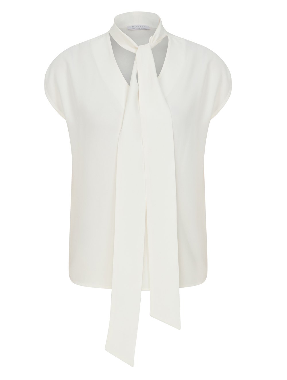 Vegan Viscose Blouse with Long Tie in White Colour