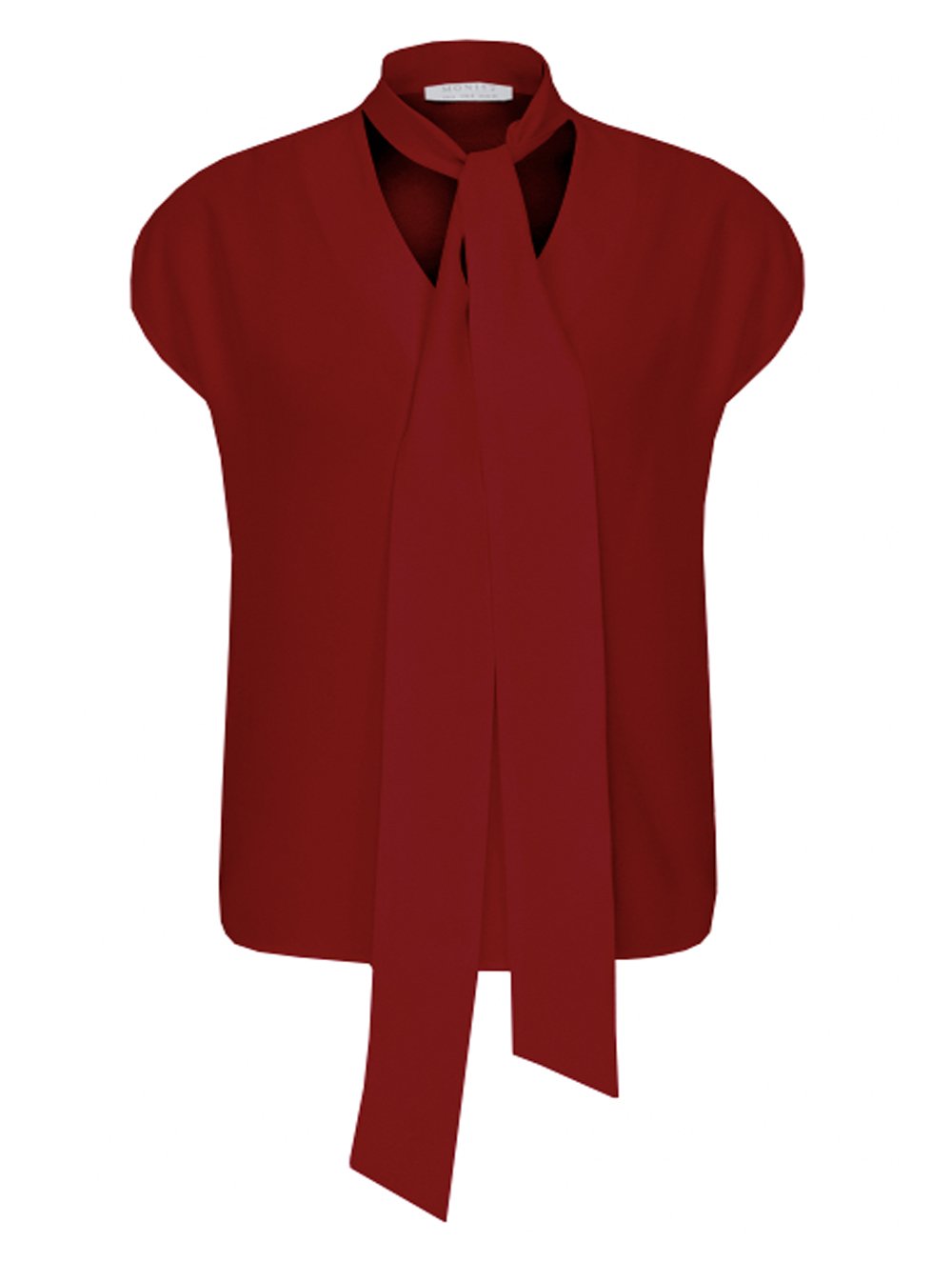 Vegan Viscose Blouse with Long Tie in Red Colour