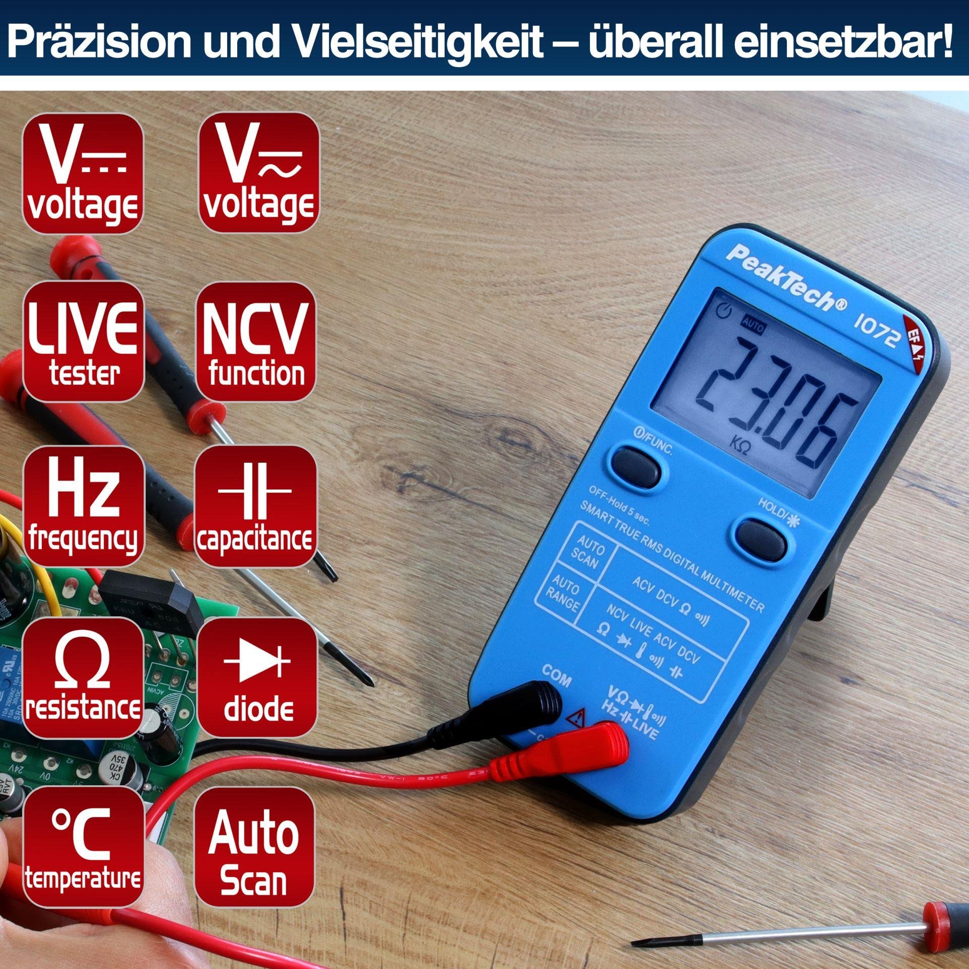 P1072 Dijital Multimetre 600V AC/DC Smart NCV & Live-Test