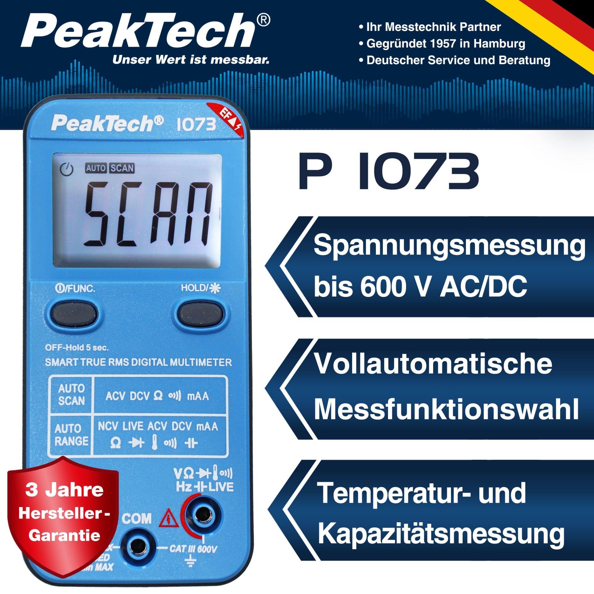 P1073 Dijital Multimetre 600V AC/DC NCV & Live-Test