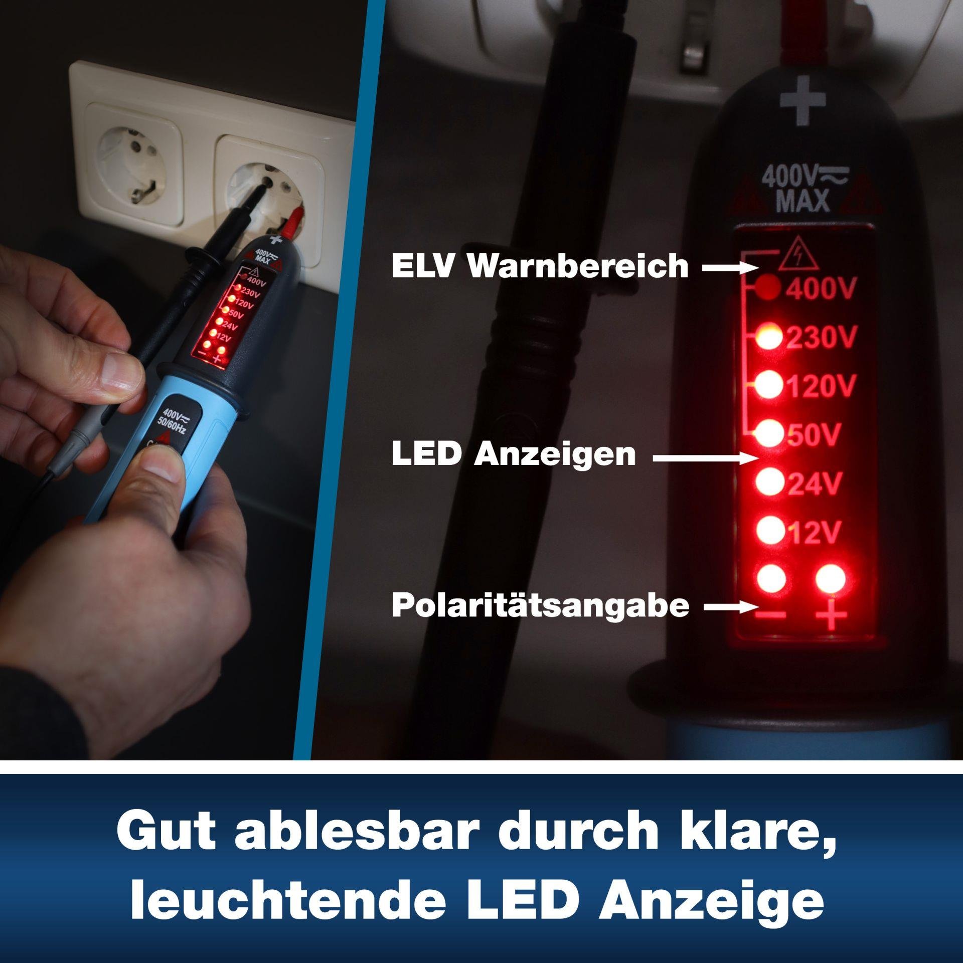 P1094 AC/DC Voltaj Test Cihazı 12 ... 400V LED-Display
