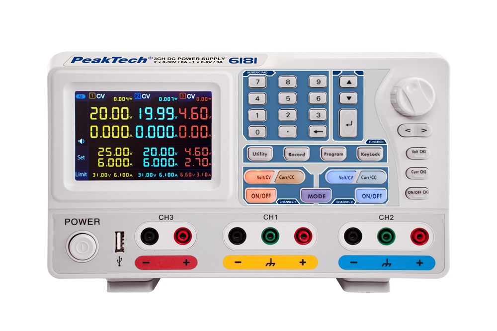 P6181 Programlanabilir DC Güç Kaynağı 2 x 0-30 V/2 x 0-6 A/USB 