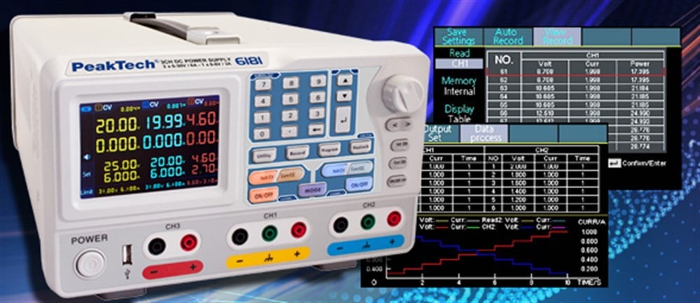 P6181 Programlanabilir DC Güç Kaynağı 2 x 0-30 V/2 x 0-6 A/USB 