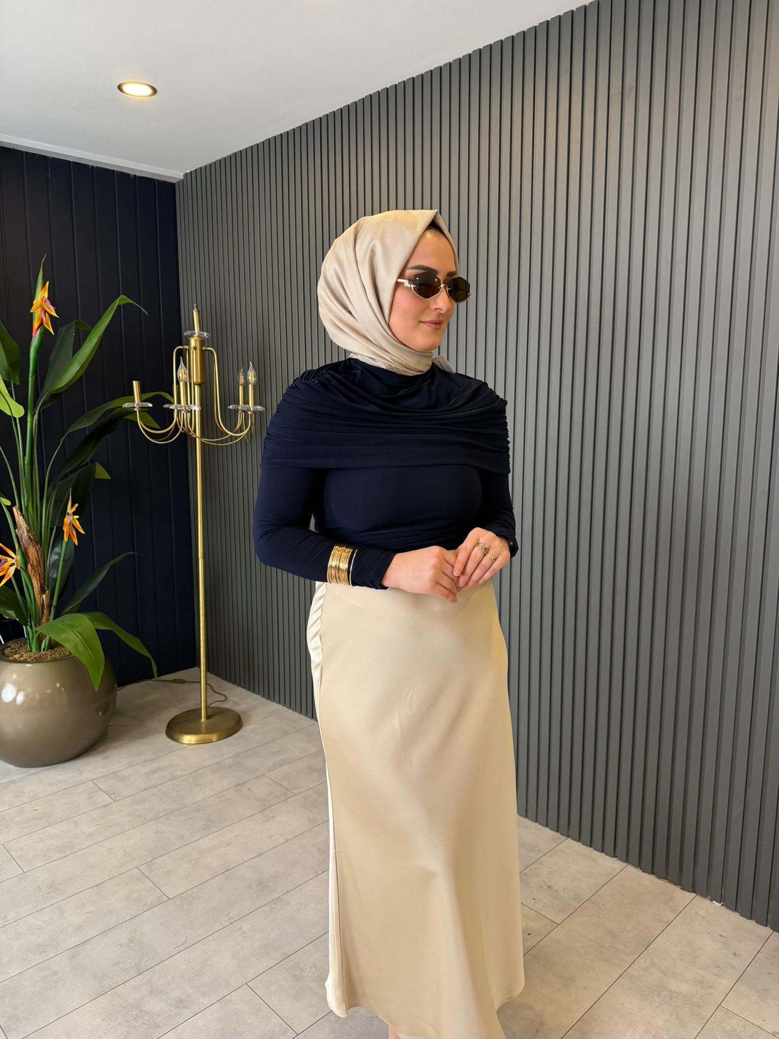 BluzDRAPE KOL DETAYLI SANDY BLUZ