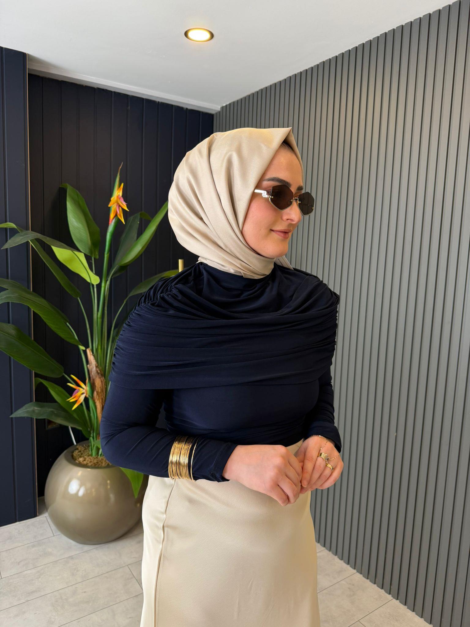 BluzDRAPE KOL DETAYLI SANDY BLUZ