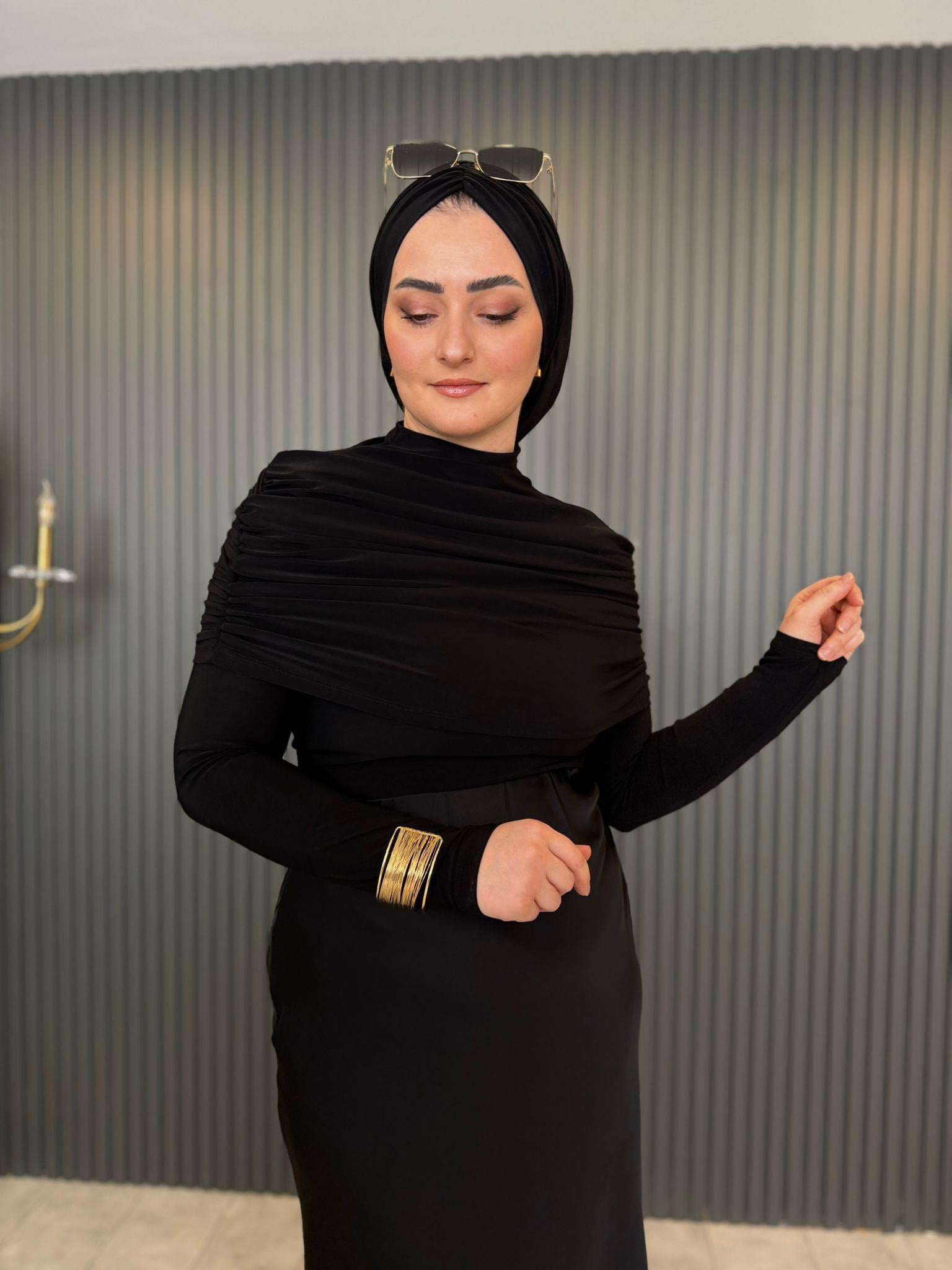 BluzDRAPE KOL DETAYLI SANDY BLUZ