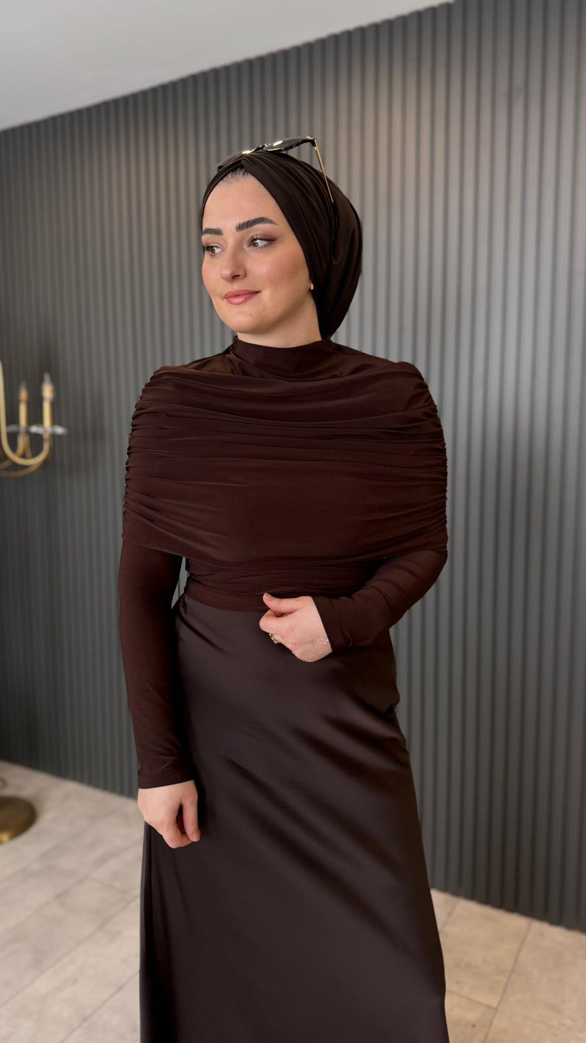 BluzDRAPE KOL DETAYLI SANDY BLUZ