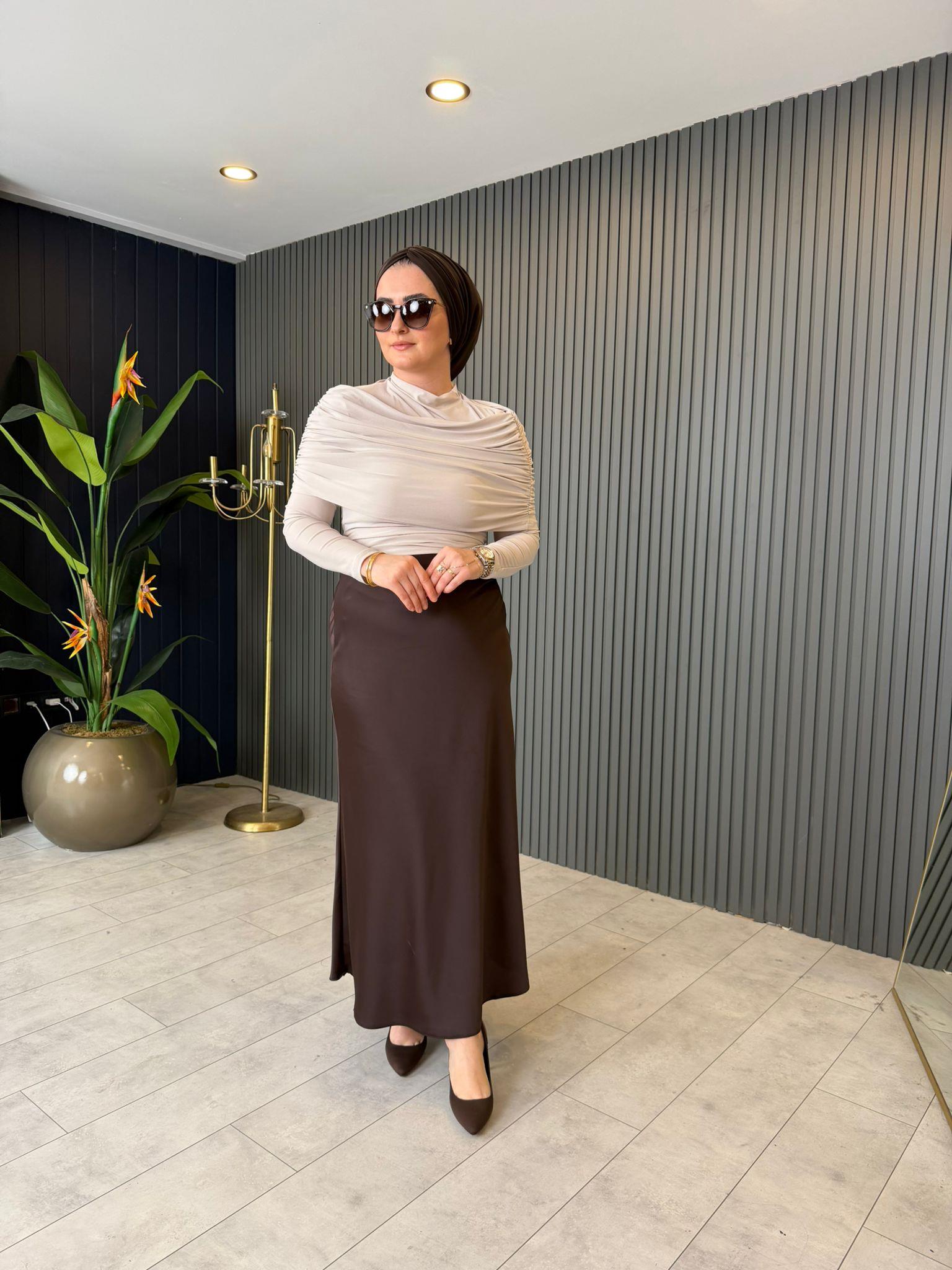 BluzDRAPE KOL DETAYLI SANDY BLUZ