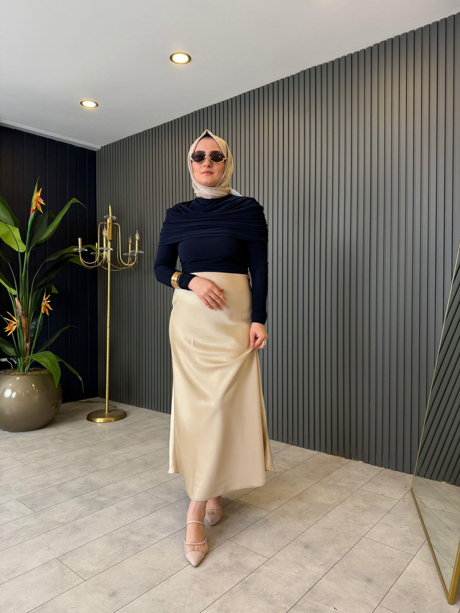 BluzDRAPE KOL DETAYLI SANDY BLUZ