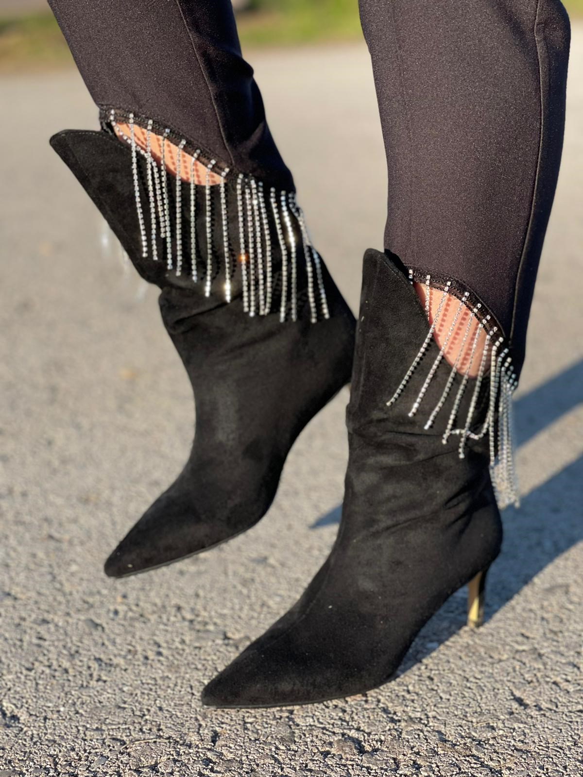 BotNONWOVENTopuklu Siyah Süet Western Bot