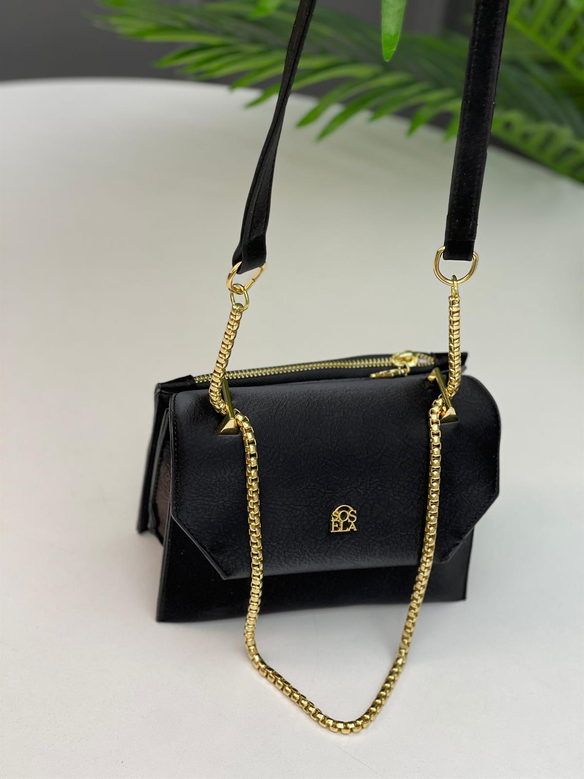 ÇANTAMİNİ FORM SİYAH YUMUŞAK İTHAL DERİ PREMİUM ZİNCİR ASKILI KADIN ÇANTA