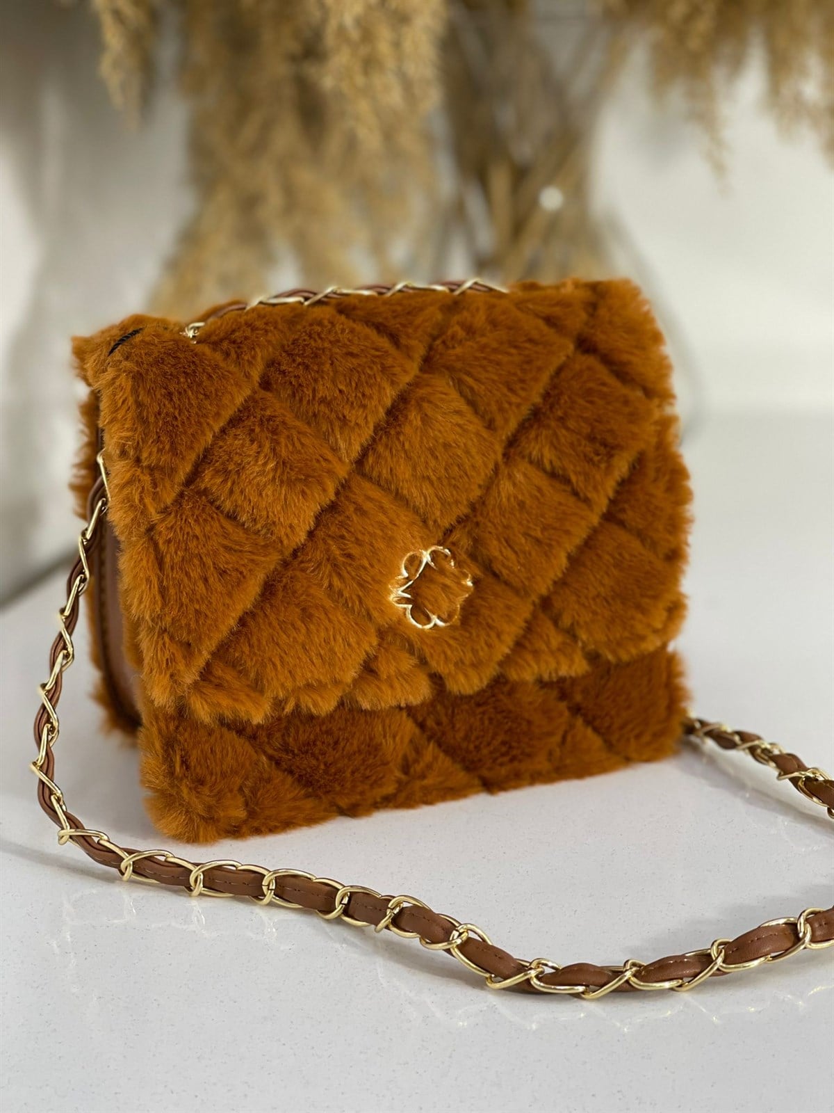 ÇANTANONWOVENTeddy Mini Kare Çanta Taba