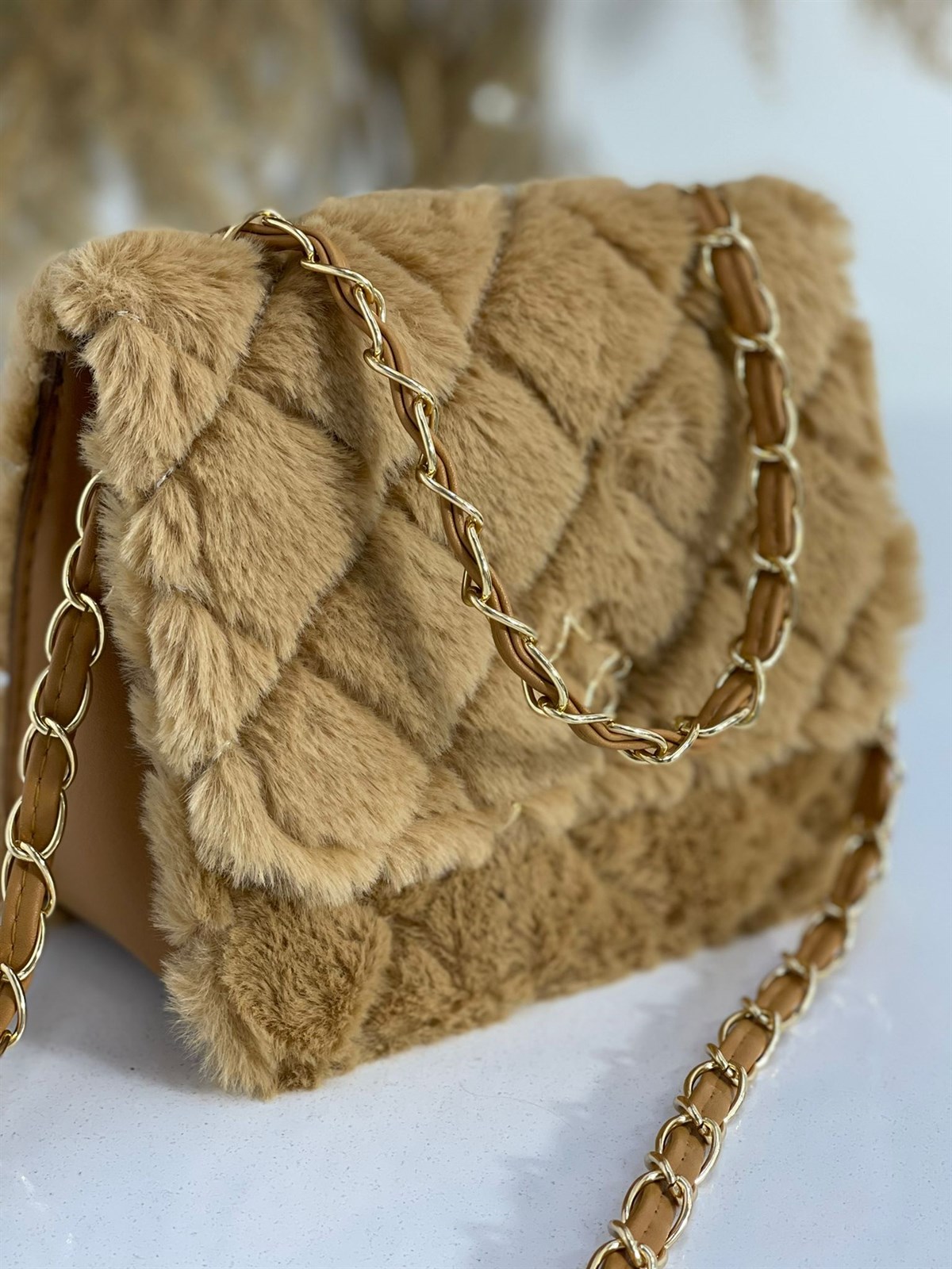 ÇANTANONWOVENTeddy Mini Kare Çanta Taba