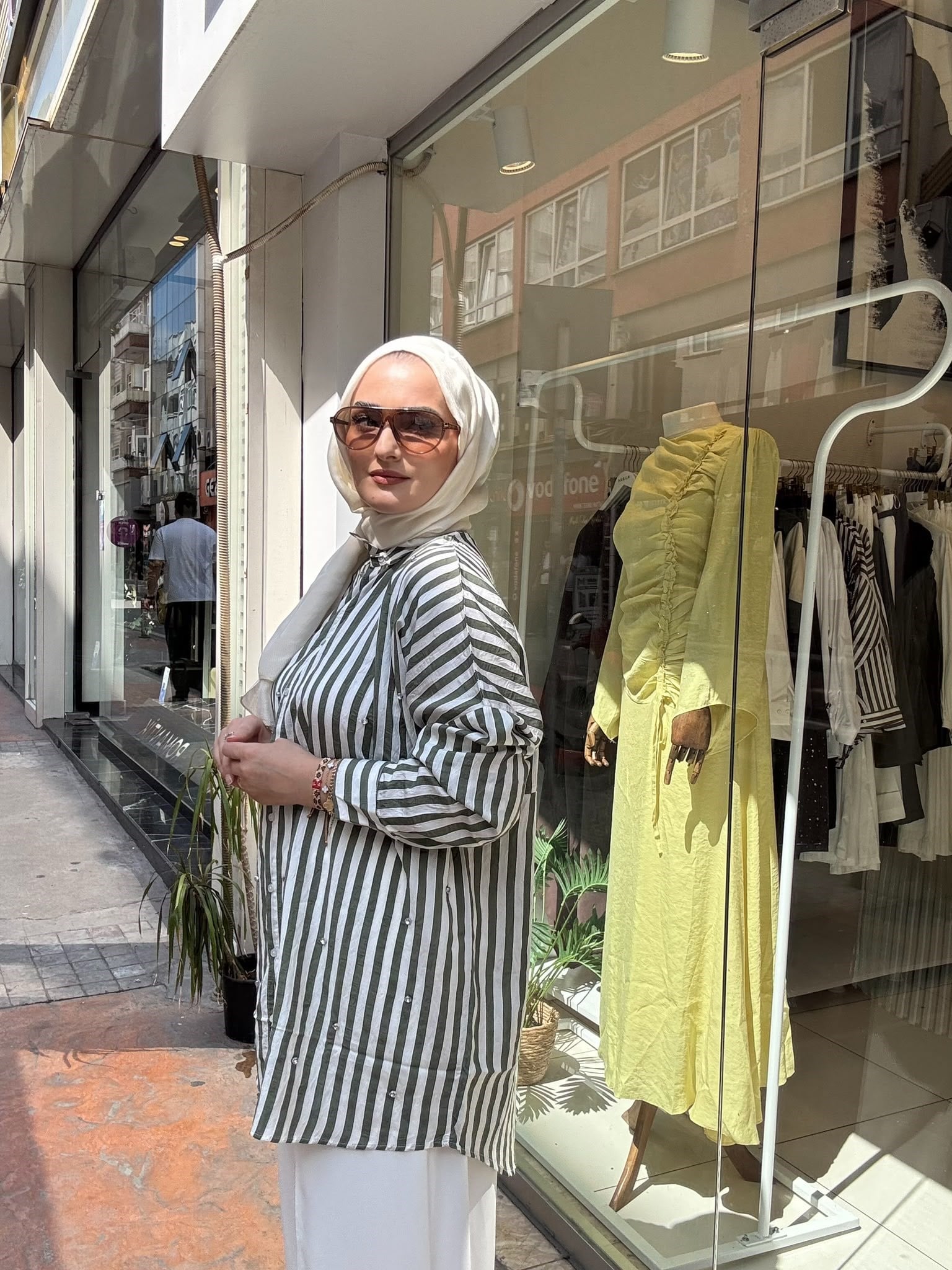 GömlekSERPME TAŞLI ÇİZGİLİ OVERSİZE GÖMLEK