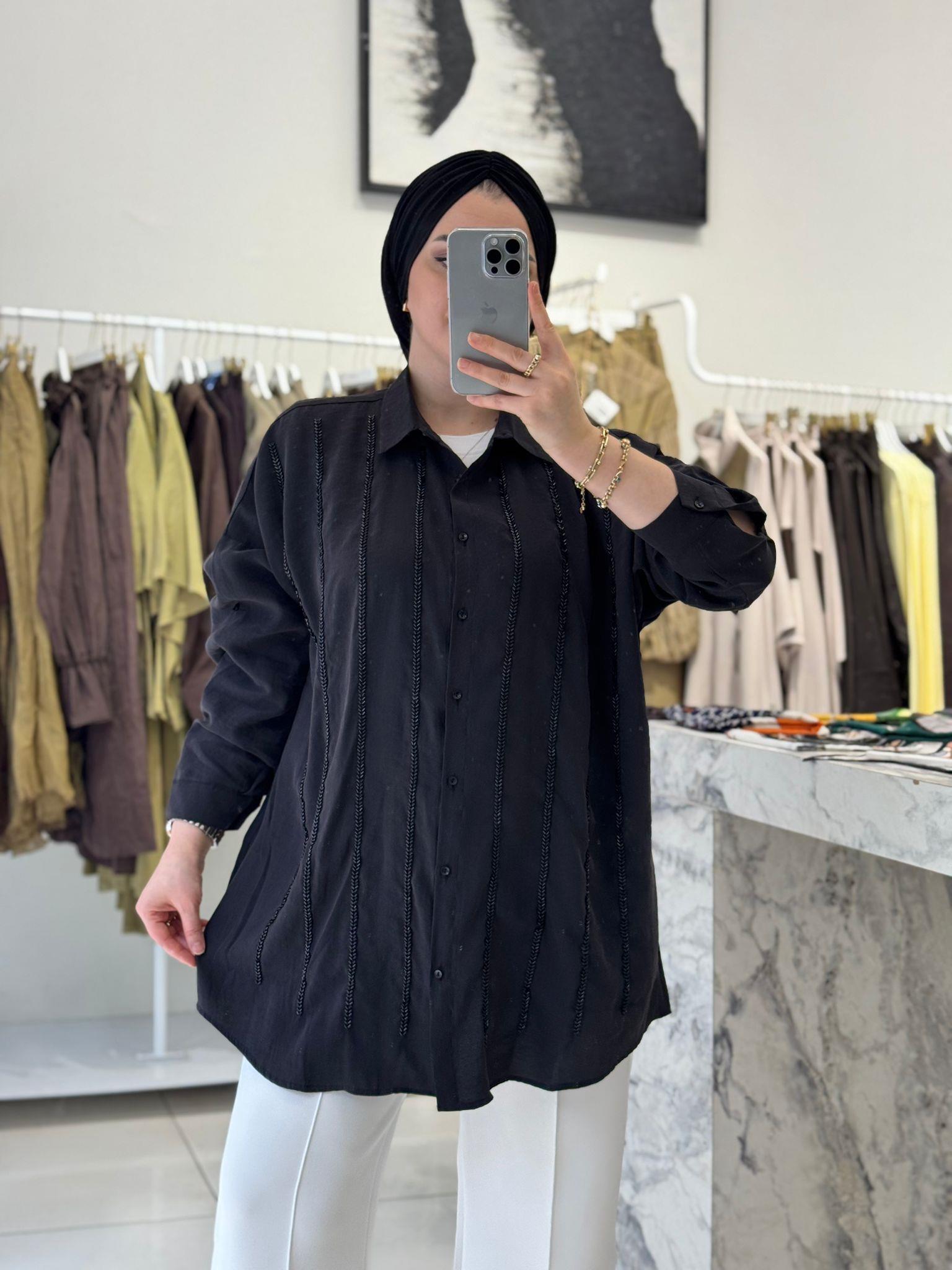 GömlekSIRA TAŞ İŞLEMELİ MODAL GÖMLEK