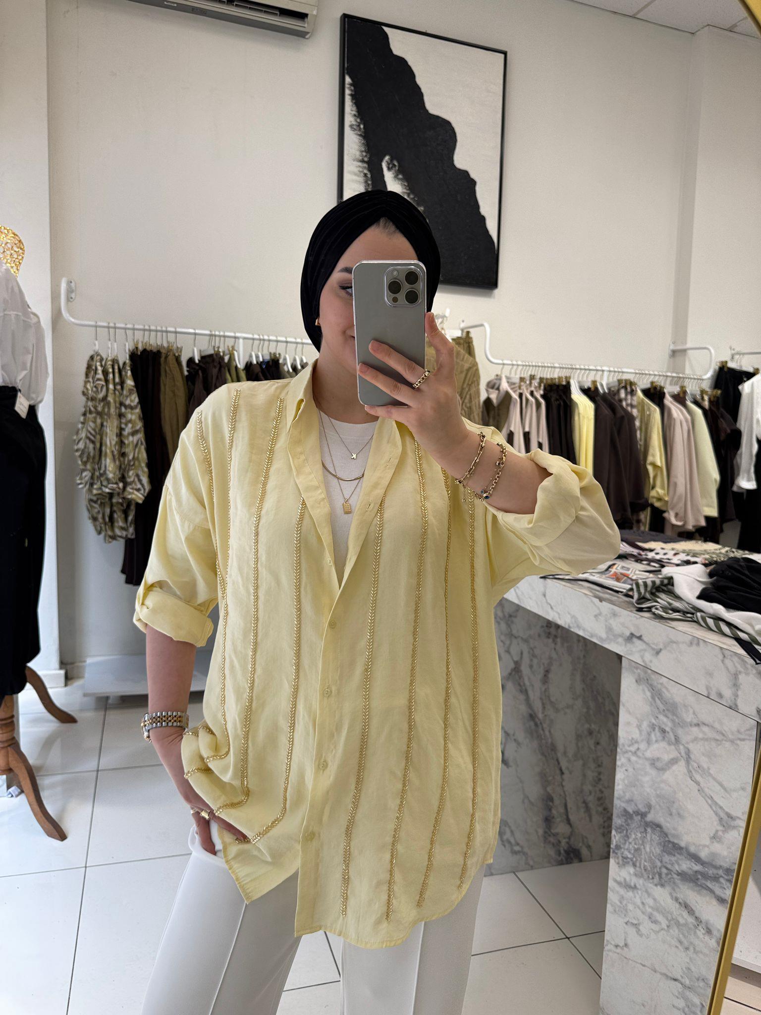 GömlekSIRA TAŞ İŞLEMELİ MODAL GÖMLEK