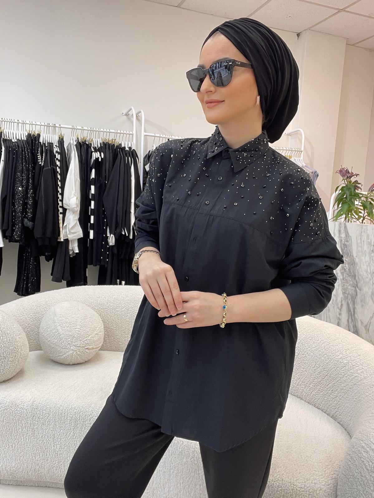 GömlekTAŞ İŞLEMELİ PAMUKLU GÖMLEK