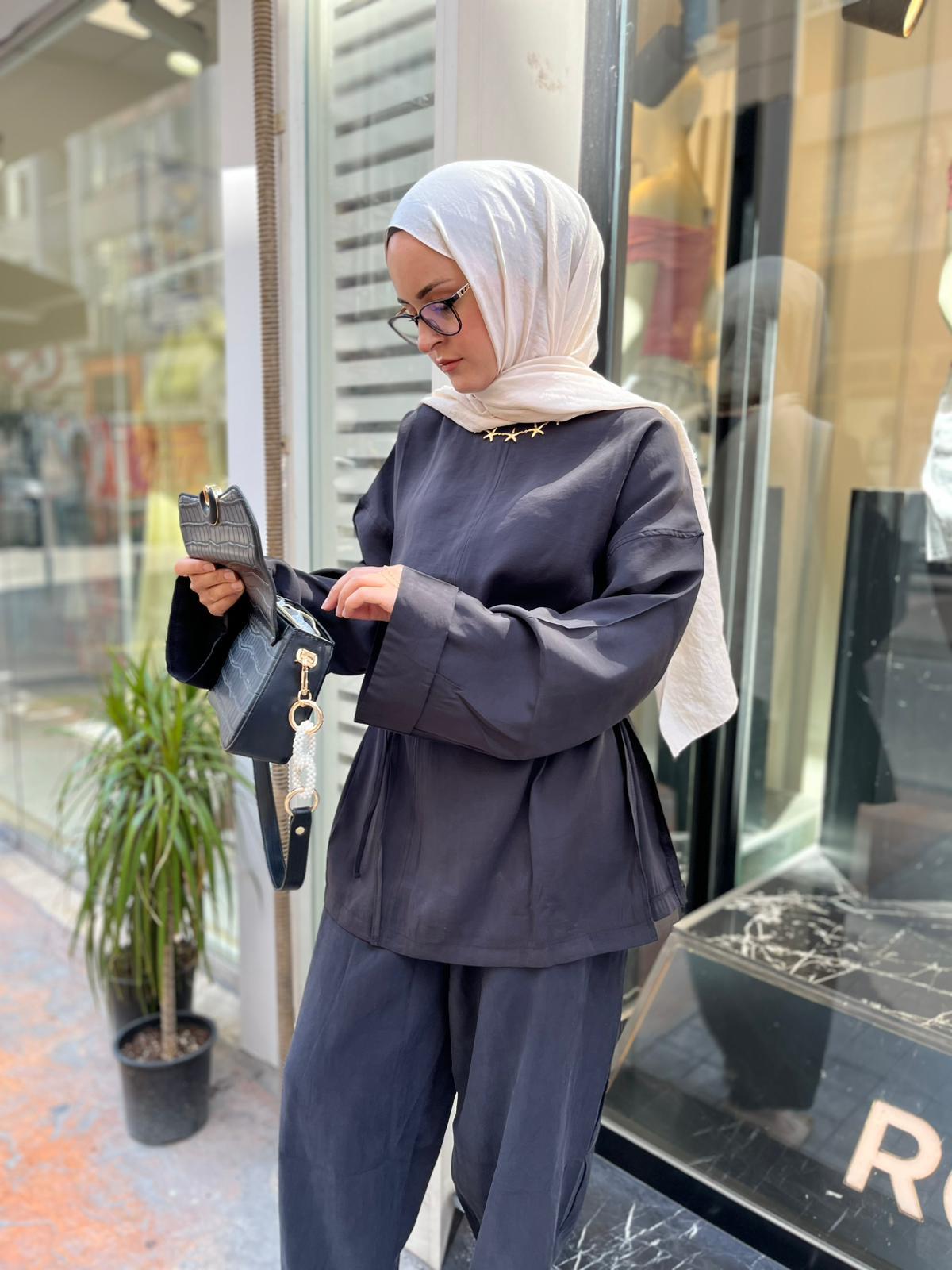 GömlekYAN YIRTMAÇLI BLUZ 