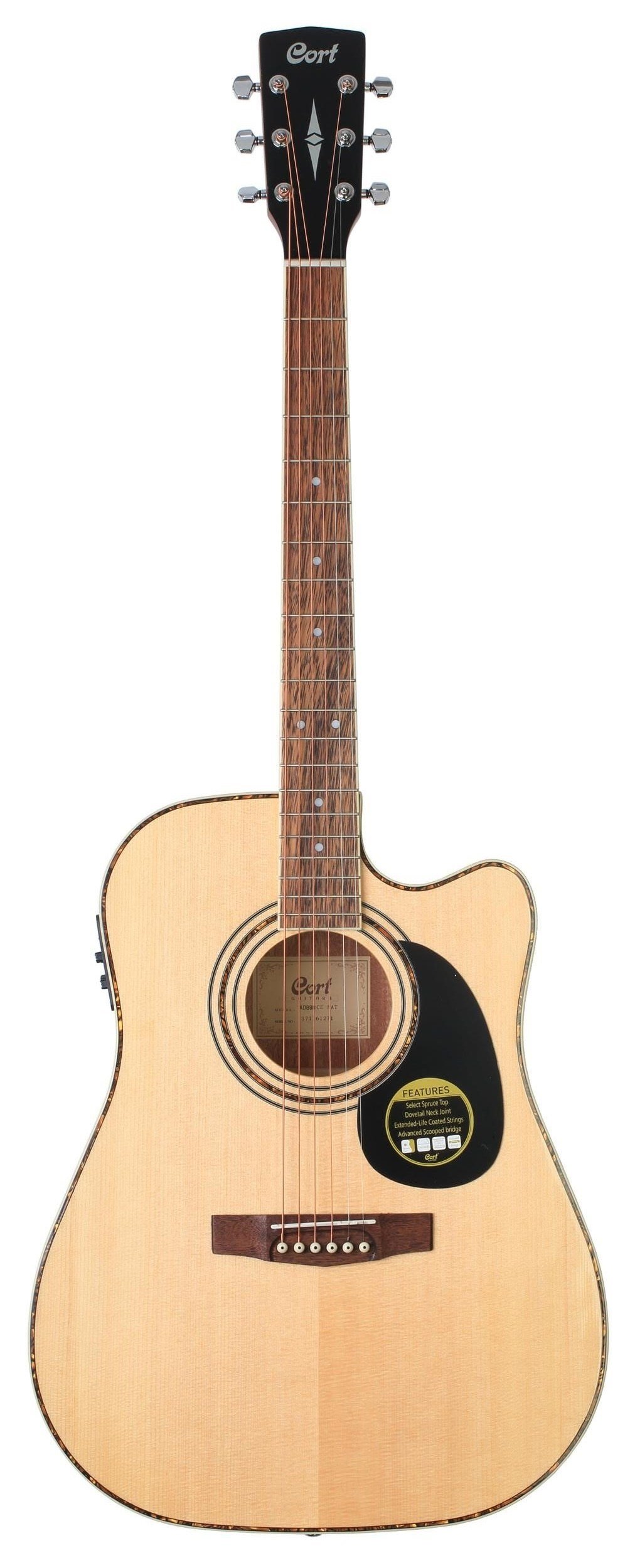 Cort AD880CENATW Elektro Akustik Gitar Çantalı Naturel Ladin Kapak