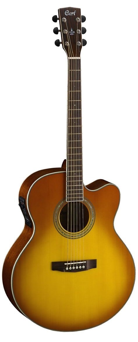 Cort CJ5X-HBS Elektro Akustik Gitar Jumbo Cutaway Honey Burst