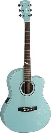 Cort JADE2F-PBM Elektro Akustik Gitar Çantalı Soluk Mavi Metalik