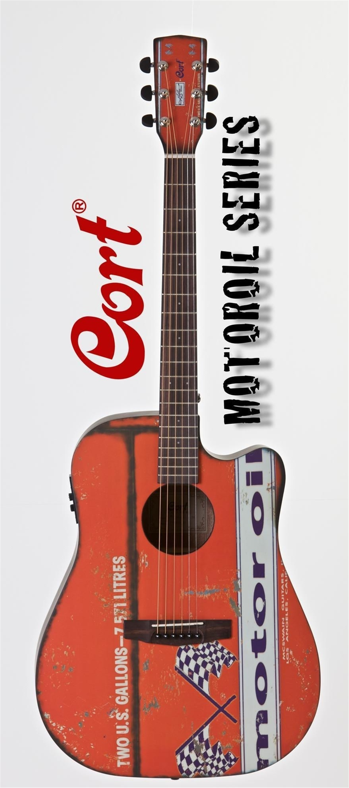 Cort MOTOR OIL 2 BKS Elektro Akustik Gitar Siyah Satin