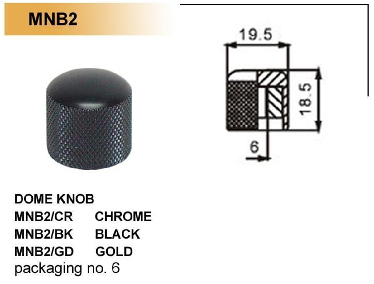 Dr. Parts MNB2BK Metal Kubbeli Potans Düğmesi (Siyah)