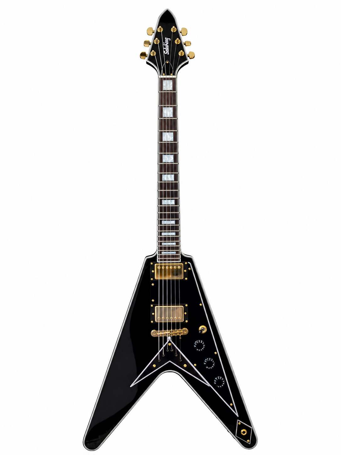 Soloking FV Custom Elektro Gitar Black Beauty Gold JESCAR (Gigbag Dahil)