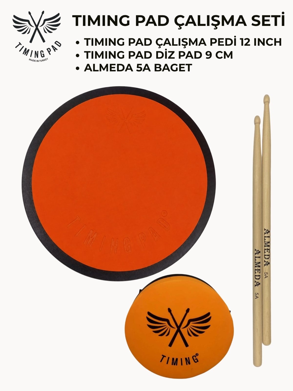 Timing Pad Çalışma Seti (Çalışma Pedi 12 Inch + Diz Pedi 9 cm + Baget)