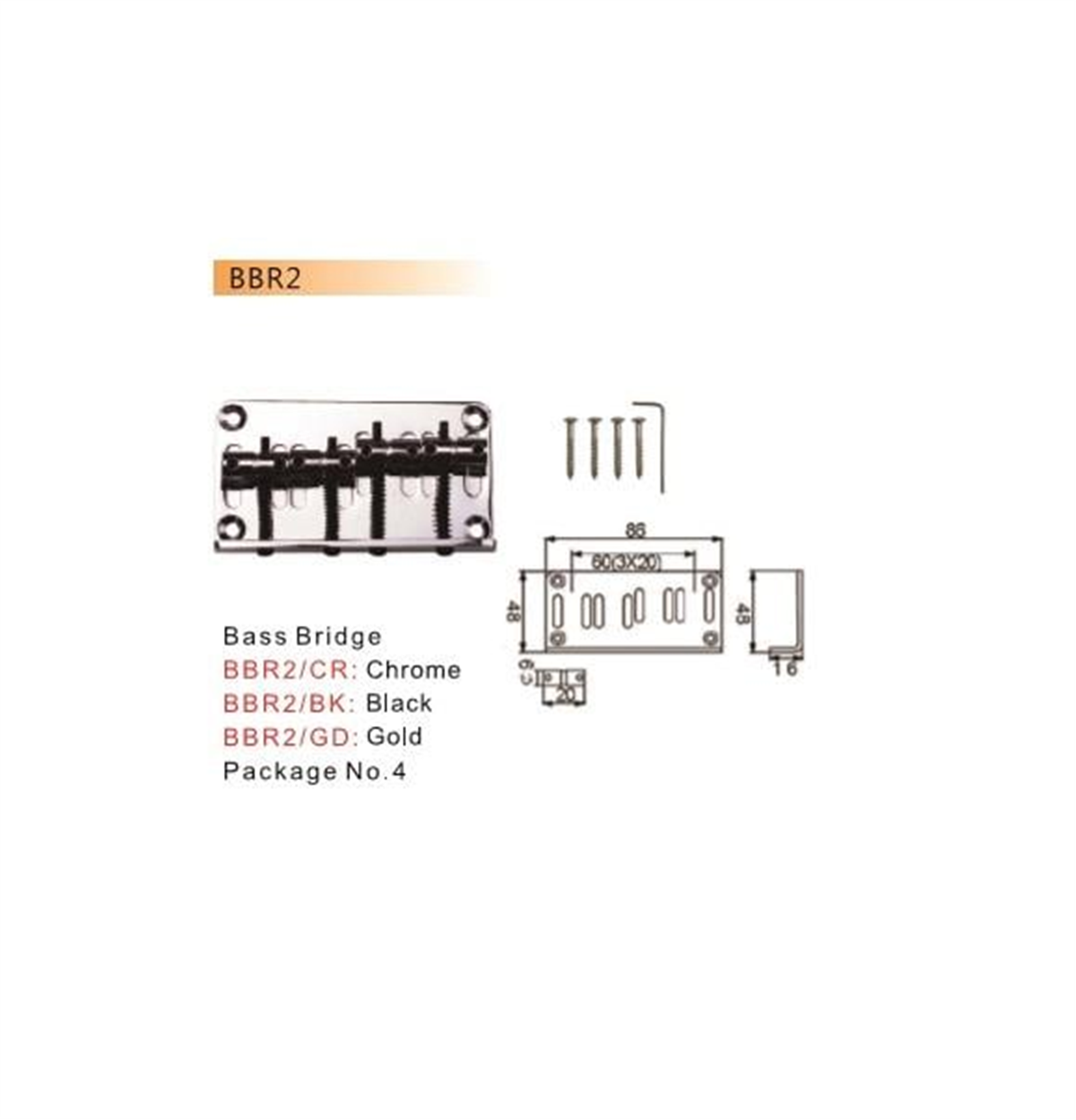 Valencia BBR2CR Dr.Parts Bas Köprü Krom (86x48)