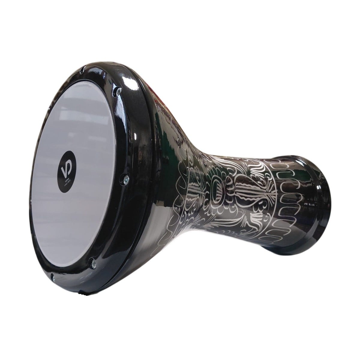 VD Darbuka Desenli Siyah 22 cm 8 Vidalı Alüminyum