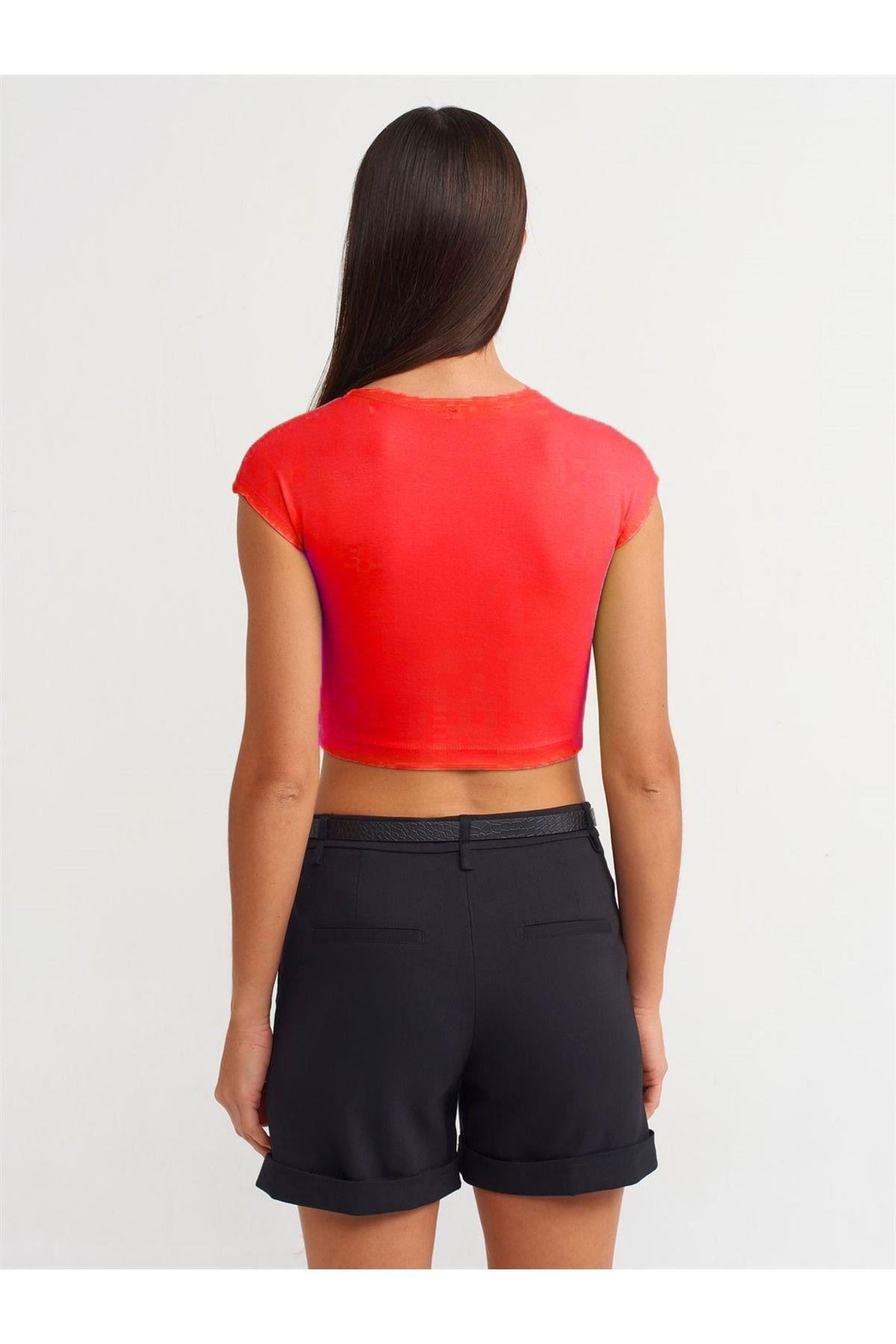 Dilvin Kadın Basic Kırmızı Düz T-shirt - 30528 - Dilvin - TYC99DEF534DE1E800
