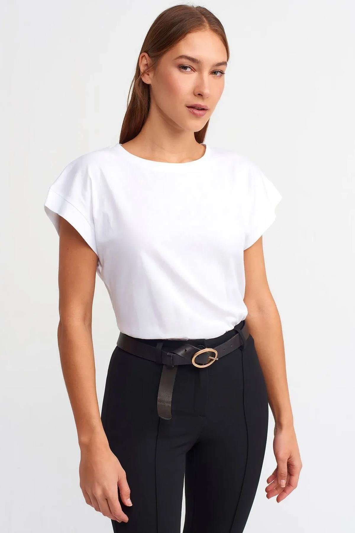 Dilvin Kadın Bisiklet Yaka Basic Penye T-shirt - 3504 - Dilvin - 101A03504