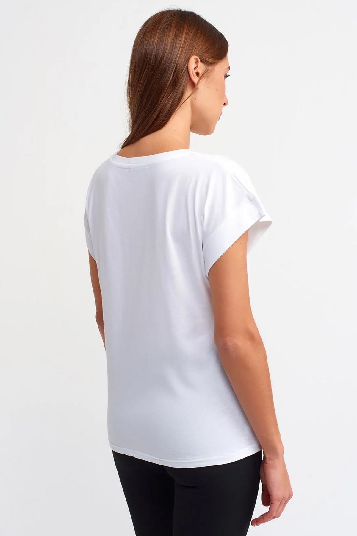 Dilvin Kadın Bisiklet Yaka Basic Penye T-shirt - 3504 - Dilvin - 101A03504