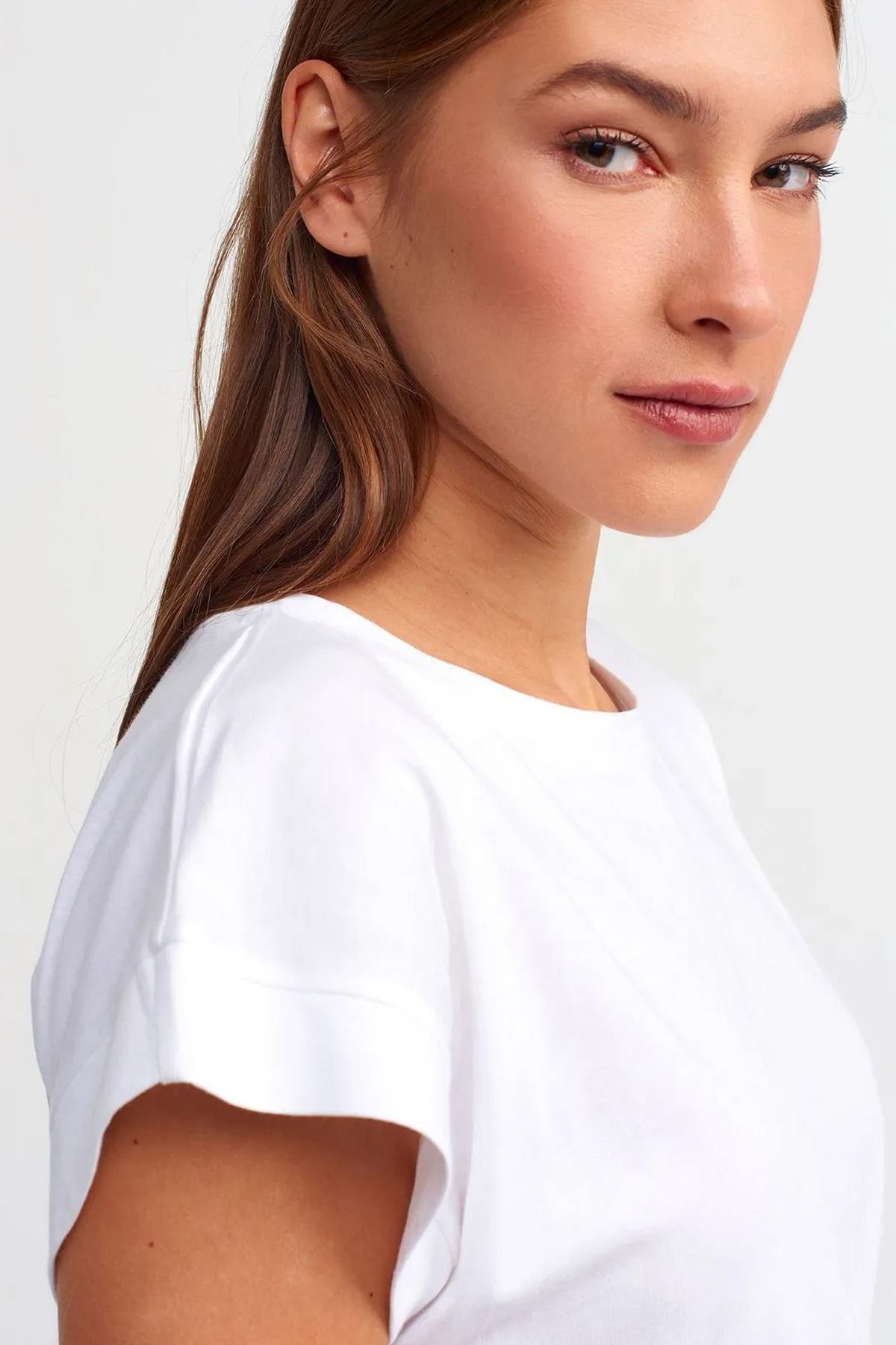 Dilvin Kadın Bisiklet Yaka Basic Penye T-shirt - 3504 - Dilvin - 101A03504